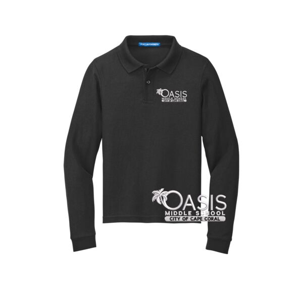 Oasis Middle School | Youth Cotton Uniform Long Sleeve Polo Thumbnail