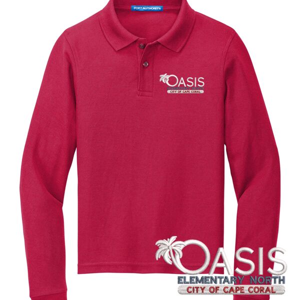 Oasis Elementary North School | Youth Cotton Uniform Long Sleeve Polo Thumbnail