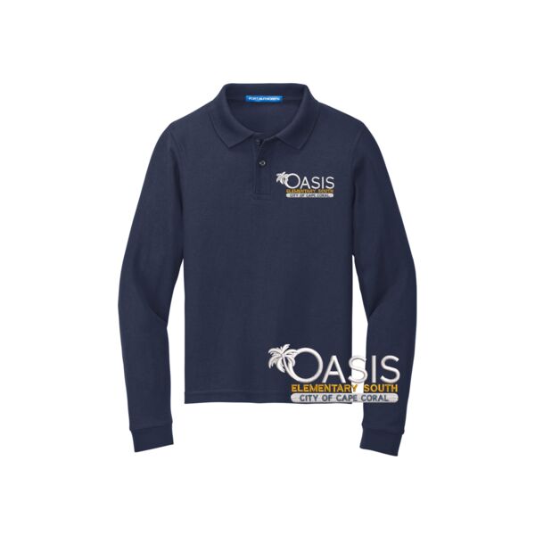 Oasis Elementary South School | Youth Cotton Uniform Long Sleeve Polo Thumbnail